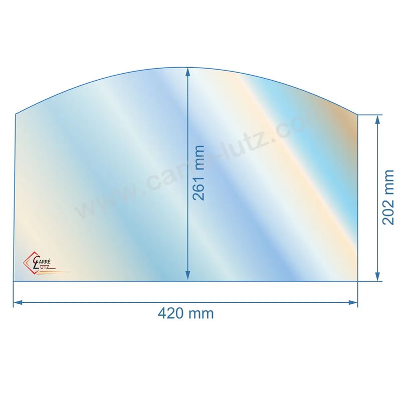 Vitre de poele en Vitrocéramique 420x261x202 arrondi Efel harmony II