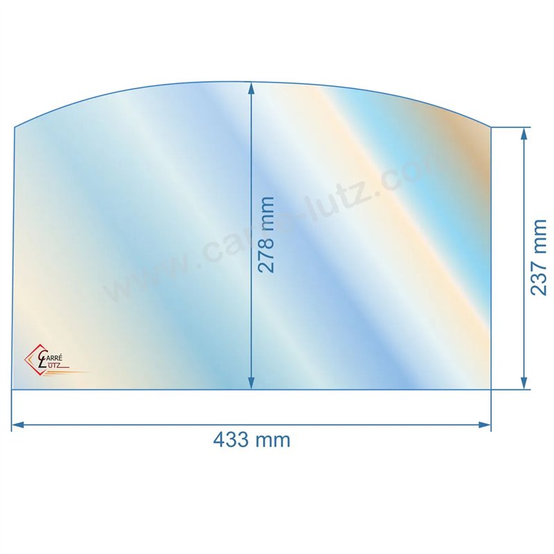 00124  Vitre de poele en Vitrocéramique 433x237x278 arrondi Ciney 55,30 €