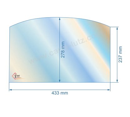 00124  Vitre de poele en Vitrocéramique 433x237x278 arrondi Ciney 73,30 €