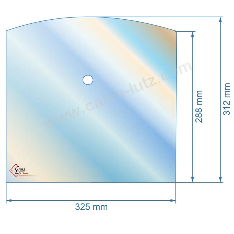 1523100 - verre réfractaire Vitrocéramique 325x310/288 Percée Godin 
