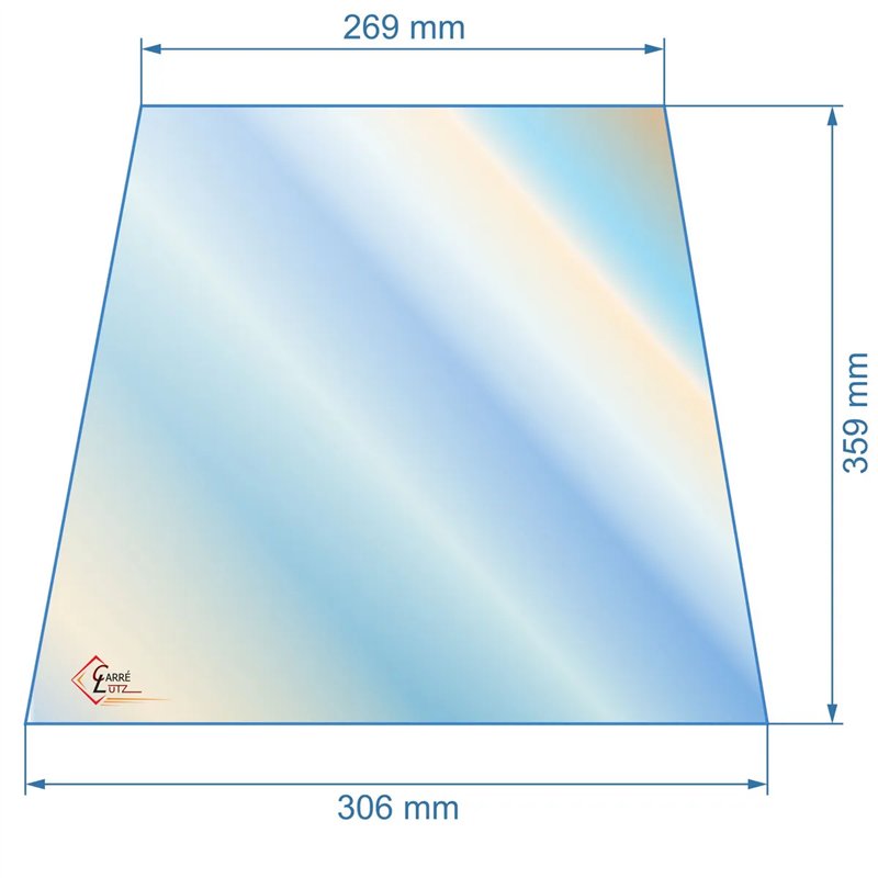 51114 - Vitre réfractaire Vitrocéramique 359/269x306 mm de foyer Aduro 11