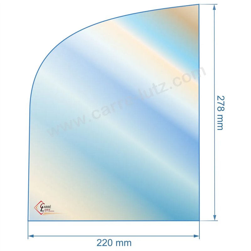 188829 - Vitre réfractaire Vitrocéramique 220x278/195 mm Franco-Belge