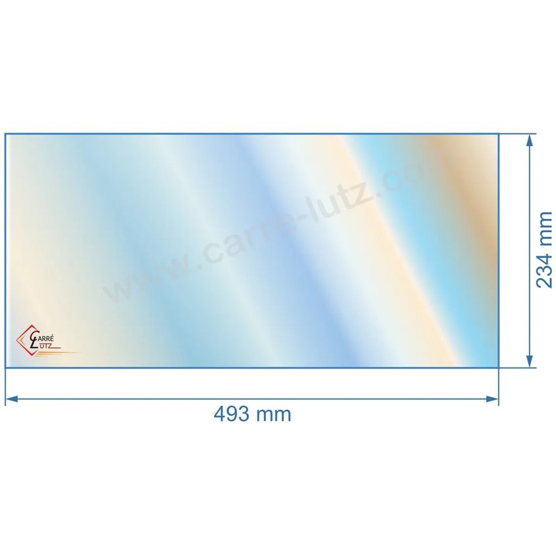 Vitre réfractaire Vitrocéramique 493x234 mm non sérigraphiée compatible avec Deville - P0050782 Vitre réfractaire Vitrocéramique 493x234 mm non sérigraphiée compatible avec Deville - P0050782