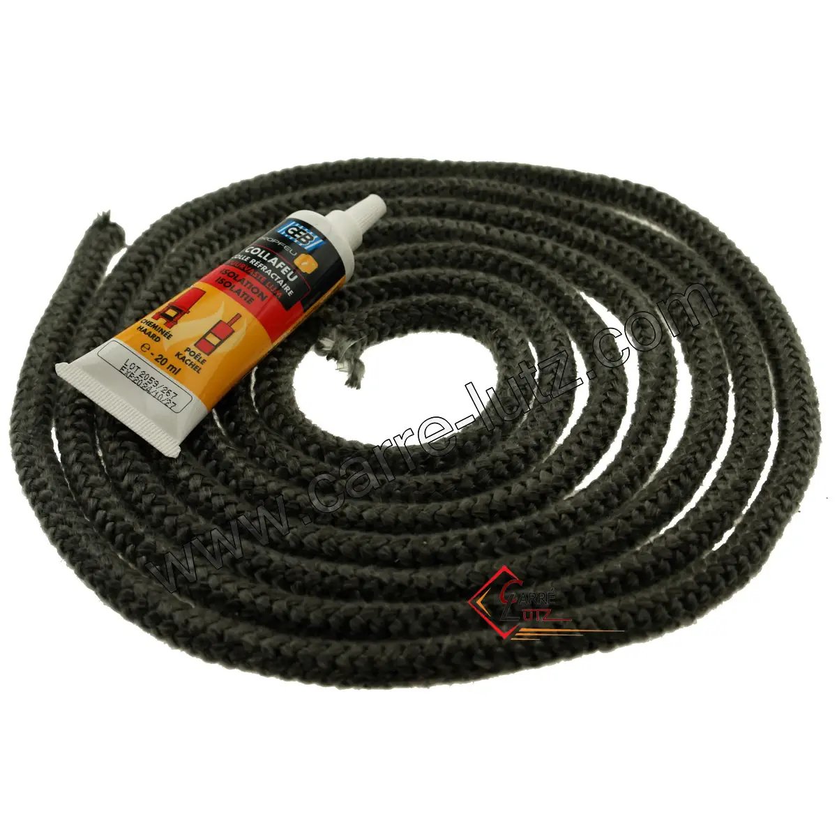 70510041  Joint fibre de verre tressée diamètre 6 mm environ 3,2 mt avec colle 8,70 €