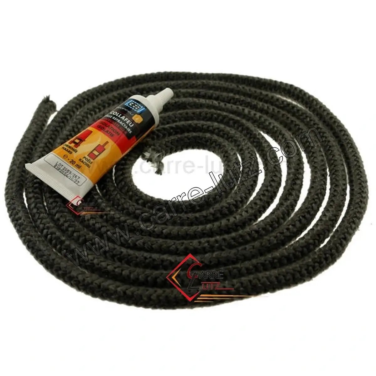 70510045  Joint fibre de verre tressée diamètre 14 mm 3,20 mt avec colle 16,50 €