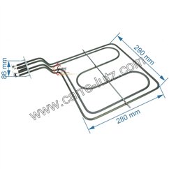 20390050  8049290 - Résistance de voute 2900W de four AMICA, FAR, VALBERG.ESSENTIEL B 25,30 €