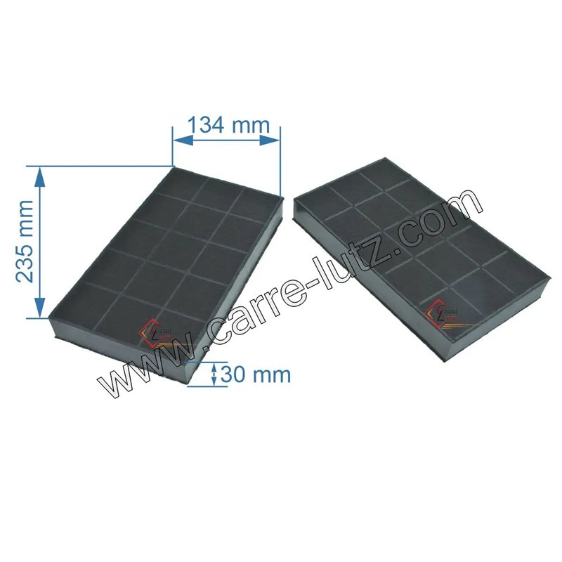 2 Filtres charbon actif 70F25 B237 dimensions 134 x 235 x 30 de hotte aspirante Ariston Brandt Sauter Thermor Whirlpool