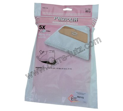 802153  Sacs d'aspirateur par 5 Rowenta dymbo 6,30 €