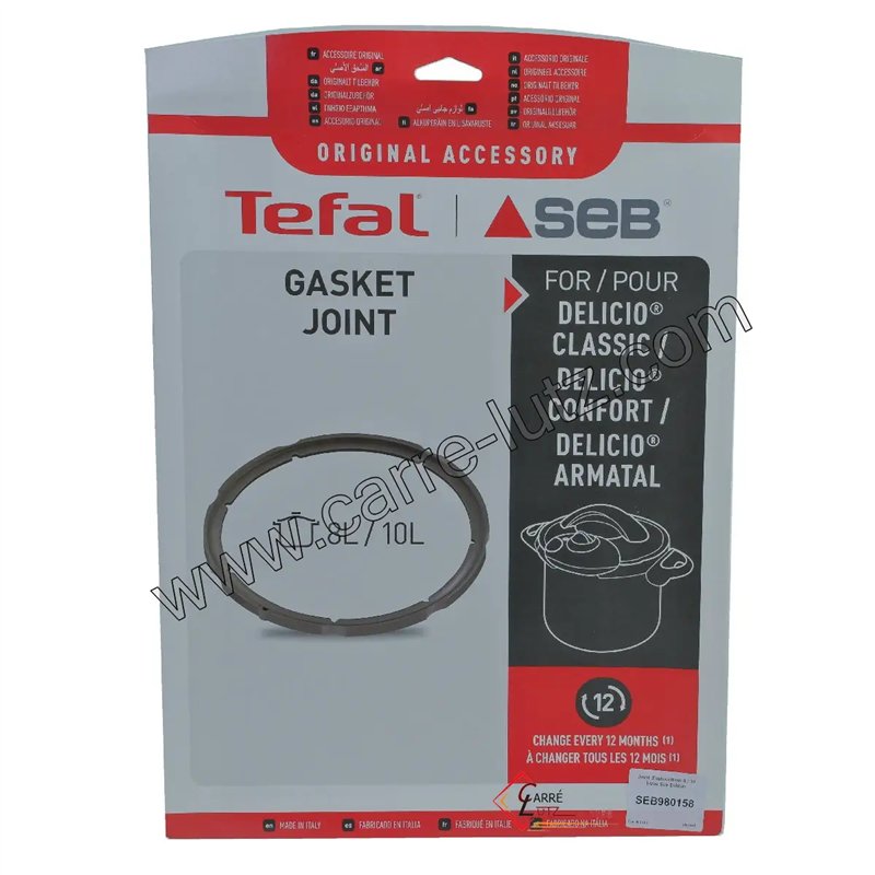 Joint d'autocuiseur 8 / 10 litres SA980158 Seb Delicio Joint d'autocuiseur 8 / 10 litres SA980158 Seb Delicio