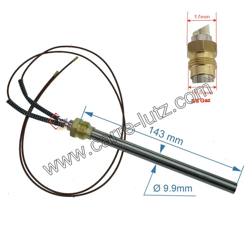 Résistance 250W 9,9 mm longueur 143 mm de poêle à pellet