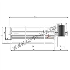 Ventilateur tangentiel 360 mm moteur à droite 1 vitesse