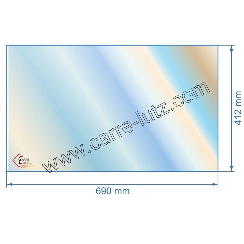 Vitre réfractaire Vitrocéramique 690x412x4 mm compatible avec Deville - P0022979