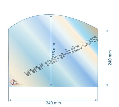 Vitre réfractaire Vitrocéramique 380x240x275 arrondi de poêle Efel Oxford 9