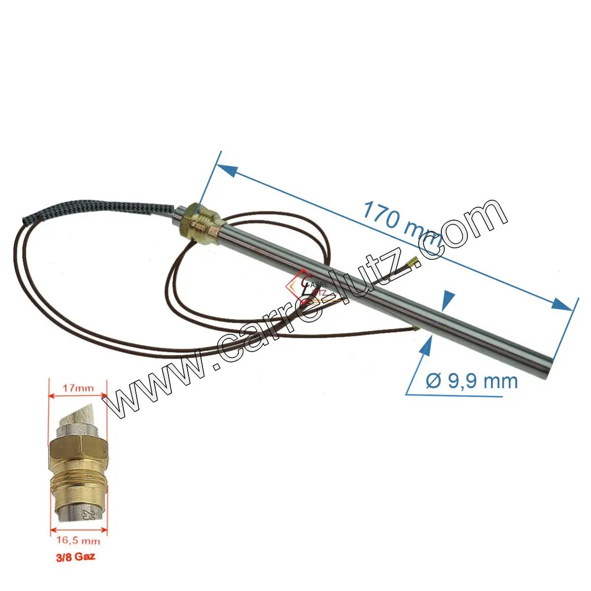 703919  Résistance 300W 9,9 mm longueur 170 mm de poêle à pellet 36,40 €