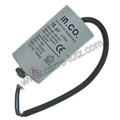 230043  Condensateur permanent à fils 15 MF 450V 6,30 €