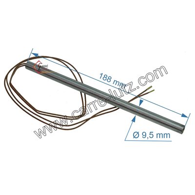 703949  Résistance 250W diamètre 9,5 mm longueur 188 mm de poêle à pellet 30,30 €