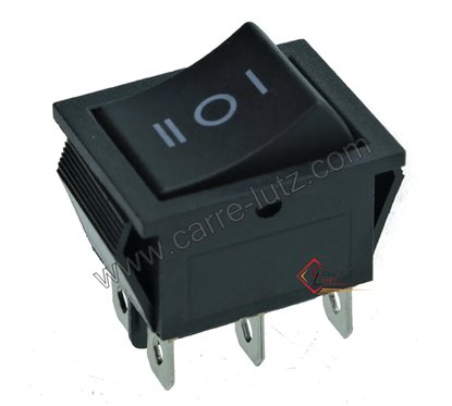 220120  Interrupteur inverseur 16A 250V 6 contacts 29,5x21 mm 5,00 €