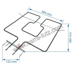 20390012  480121104179 - Résistance de voute 1400W de four Whirlpool 16,70 €