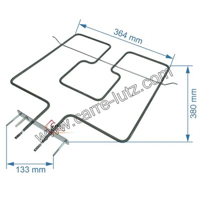 20390012  480121104179 - Résistance de voute 1400W de four Whirlpool 16,70 €