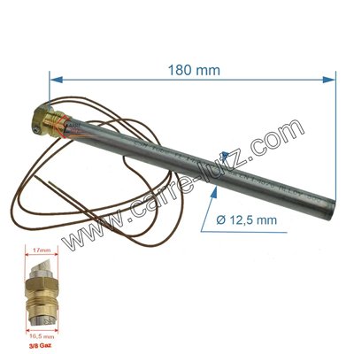 70390034  Résistance 400W 12,5 mm 3/8 gaz longueur 180 mm de poêle à pellet  48,00 €
