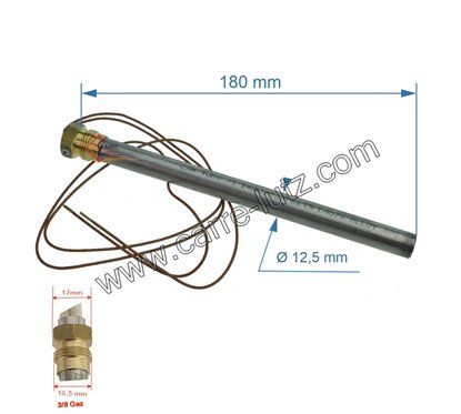 70390034  Résistance 400W 12,5 mm 3/8 gaz longueur 180 mm de poêle à pellet  48,00 €