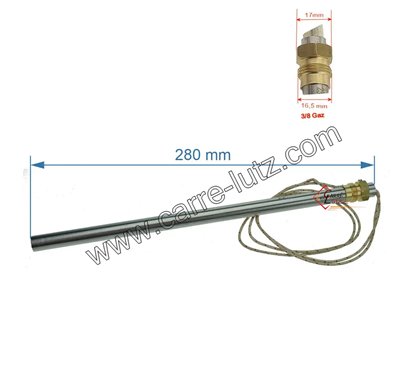 Bougie ou Résistance 400W 12,5 mm longueur 280mm de poêle à pellet 