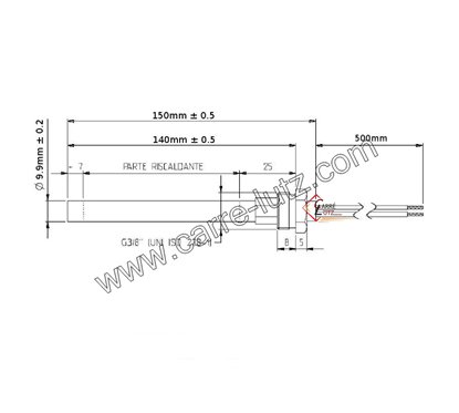 703916  Résistance 250W 9,9 mm longueur 140 mm de poêle à pellet 27,40 €