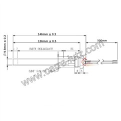 Résistance 250W 9,9 mm longueur 136 mm de poêle à pellet