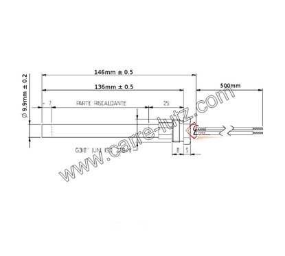 703930  Résistance 250W 9,9 mm longueur 136 mm de poêle à pellet 25,65 €