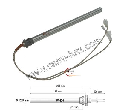 70390038 Résistance 420W 12,5 mm 3/8 longueur 193 mm de poêle à pellet 41,58 €