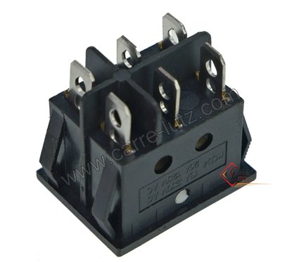 Interrupteur inverseur 10A 250V 6 contacts 22x25 mm